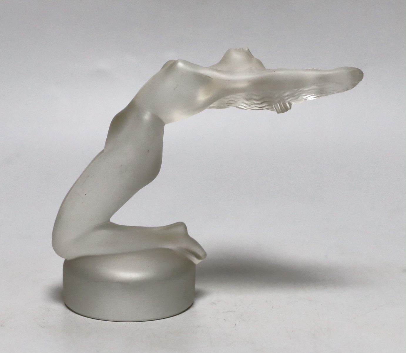 A Lalique Cristal glass car mascot, 13.5cm tall